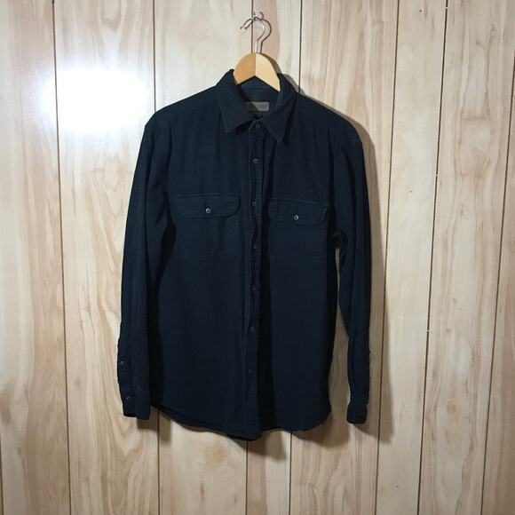 Faded Glory Originals Navy Blue Collared Button-Down Flannel Long Sleeve Shirt M - Picture 1 of 4